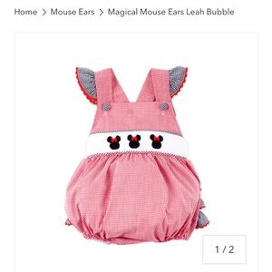 Classic Red Gingham Bubble Diaper Cover with Mouse Ear Appliqués